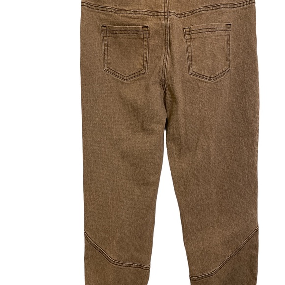 Diane Gilman DG2 Denim Jeans Colored Tan Jeans Leopard Cuff 5 Pocket - Picture 5 of 5